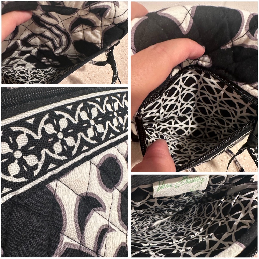 Vera Bradley Set Day & Night Mini Hipster Crossbody & Matching Wallet B&W Floral - Picture 7 of 16